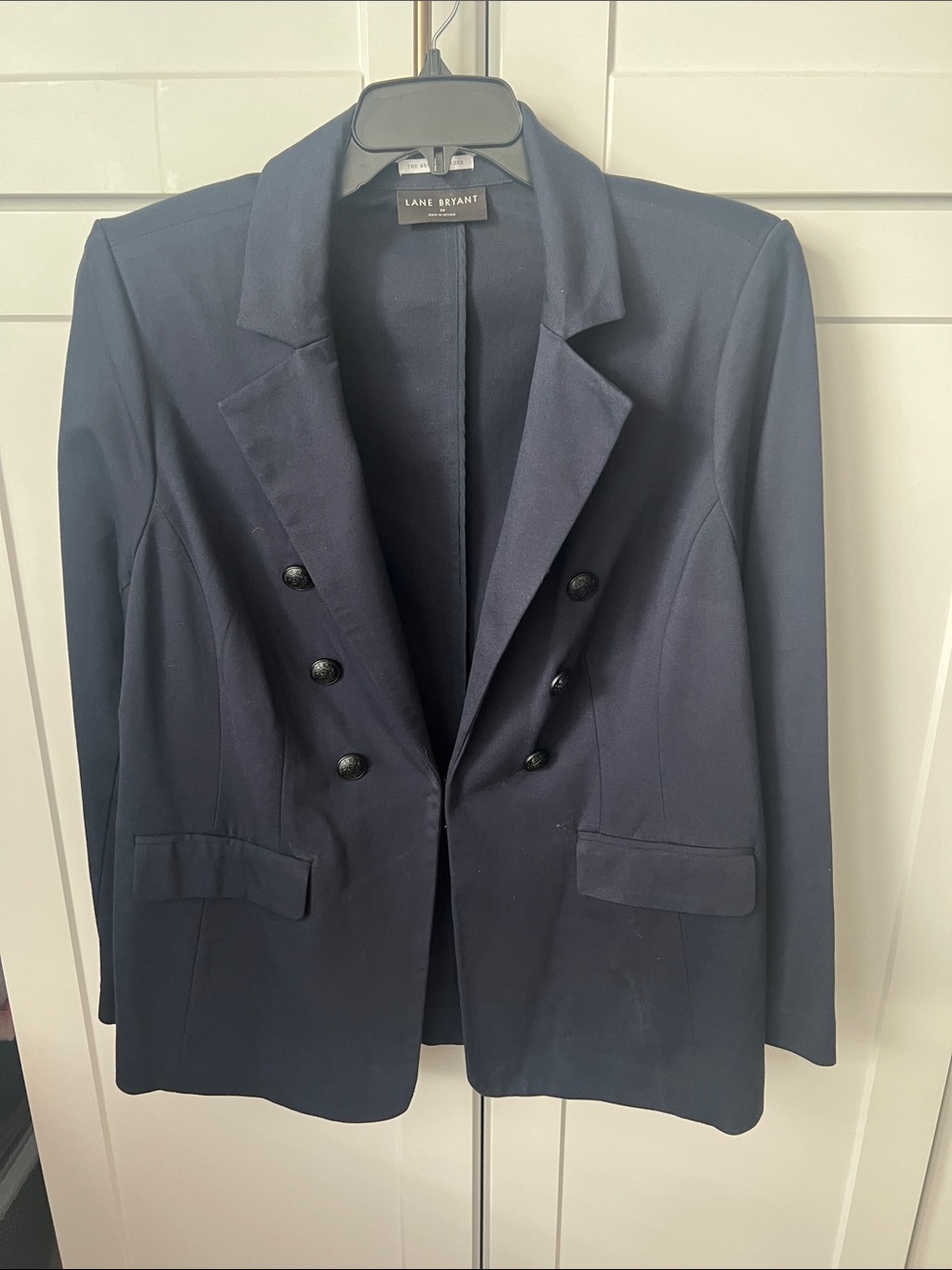 Lane Bryant Navy Double-Breasted Tailored Blazer